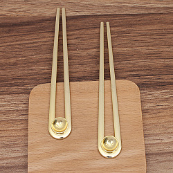 Alloy Hair Fork Findings, Cabochon Settings, with Iron Pins, Round, Light Gold, 148x20mm(PW-WG55361-02)