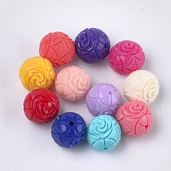 Synthetic Coral Beads, Dyed, Floral, Mixed Color, 12x12.5mm, Hole: 1.2mm(CORA-S027-26D)
