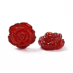 Handmade Lampwork Flower Beads, Rose, Dark Red, 18x18x9.5mm, Hole: 1~1.6mm(X-LAMP-C004-05C)