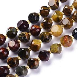 Natural Pietersite Beads Strands, with Seed Beads, Six Sided Celestial Dice, 10~10.5x10~10.5mm, Hole: 1mm, about 32~35pcs/strand, 15.55~15.74inch(39.5~40cm)(G-A030-B14-10mm)