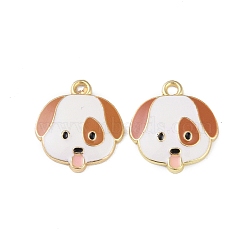 Alloy Enamel Pendants, Cadmium Free & Lead Free, Golden, Dog Charm, Peru, 22x20x2.5mm, Hole: 2mm(ENAM-R149-05A-G)