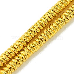 Electroplated Synthetic Non-Magnetic Hematite Beads Strands, Wavy Disc, Golden Plated, 4x1.5mm, Hole: 1mm, about 256pcs/strand, 15.91''(40.4cm)(G-H020-F01-02)