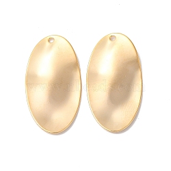 Brass Pendants, Oval Charm, Real 18K Gold Plated, 29.5x15.5x1.5mm, Hole: 1.4mm(KK-K333-21G)