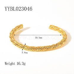 Stainless Steel Cuff Bangles, Rope Chain Jewelry for Women, Real 18K Gold Plated, Inner Diameter: 2-3/8 inch(5.95cm)(ED6949)