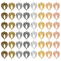 120Pcs 8 Styles Zinc Alloy Pendants,  Wings, Mixed Color, 21.5x16.5~17x2mm, Hole: 1.6~1.8mm, 15pcs/style(FIND-WR0011-47)