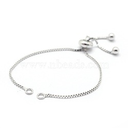 925 Sterling Silver Chain Bracelet Making, Slider Bracelets Making, Platinum, 4-3/4 inch(12cm), 0.7mm, Hole: 2mm(MAK-L016-001P)