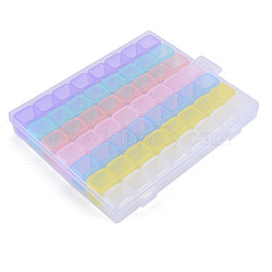 Rectangle Polypropylene(PP) Bead Storage Containers, with Hinged Lid and 56 Grids, Each Row Has 8 Grids, for Jewelry Small Accessories, Colorful, 21x17.5x2.7cm(CON-N011-012A)