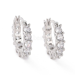 Cubic Zirconia Hoop Earrings, Golden Brass Jewelry for Women, Platinum, 20x3.5x22mm, Pin: 0.9~1.4x16mm(EJEW-E277-04P)