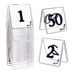 Acrylic Table Number Sign, Reservation Signage Board, Desk Sign Plate, for Wedding, Hotel, Resturant, Number 1~50, Black, 74.5~75x73x60mm, 50pcs/set(AJEW-WH0505-90A)