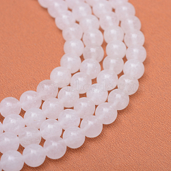 Round Natural White Jade Bead Strands, White, 8~9mm, Hole: 1mm, about 46pcs/strand, 15.3 inch(X-G-R345-8mm-06)