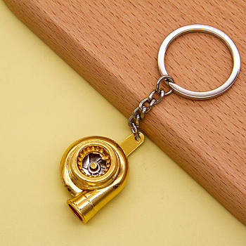 Alloy Pendant Keychain, with Key Ring, Turbocharger, Golden, 1cm