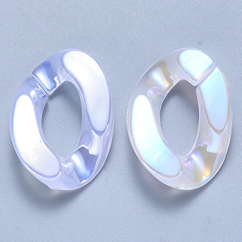 Imitation Jelly Acrylic Linking Rings, Quick Link Connectors, for Curb Chains Making, AB Color Plated, Twist, Ghost White, 30x21x6mm, Inner Diameter: 16x8mm