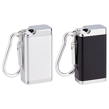 Unicraftale 2Pcs 2 Colors Aluminum Alloy Portable Ashtray with Lid, Lighter Style, Waterproof, with Key Clasp, Rectangle, for Travel, Mixed Color, 113mm, 1pc/color