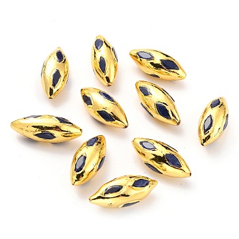 Natural Quartz Beads, with Golden Brass Findings, Dyed, Oval, Blue, 27~31x12~13x12~13mm, Hole: 1mm