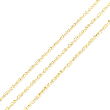 Brass Infinity Link Chains, Long-Lasting Plated, with Spool, Cadmium Free & Lead Free, Soldered, Real 18K Gold Plated, 3x1.5x0.5mm, about 32.8 Feet(10m)/roll