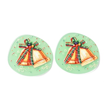 Christmas Theme 3D Printed Resin Pendants, DIY Earring Accessories, Flat Round with Pattern, Christmas Bell Pattern, 37x39.5x2mm, Hole: 1.6mm