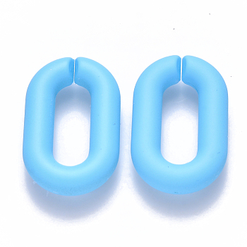 Opaque Spray Painted Acrylic Linking Rings, Quick Link Connectors, for Cable Chains Making, Oval, Light Sky Blue, 31x19.5x5.5mm, Inner Diameter: 19.5x7.5mm