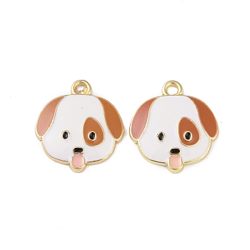 Alloy Enamel Pendants, Cadmium Free & Lead Free, Golden, Dog Charm, Peru, 22x20x2.5mm, Hole: 2mm