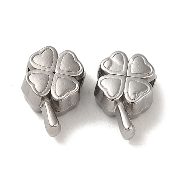 Non-Tarnish 304 Stainless Steel Beads, Clover, Stainless Steel Color, 11x7.5x6mm, Hole: 2.4mm