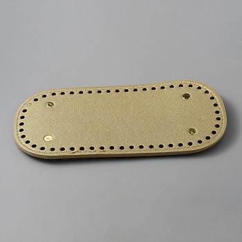 Oval PU Leather Knitting Crochet Bags Nail Bottom Shaper Pad, with Metal Nail, for Bag Bottom Accessories, Dark Khaki, 21.7x10x0.45~0.95cm, Hole: 5mm