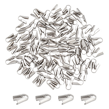 304 Stainless Steel Cord Ends, End Caps, Column, Stainless Steel Color, 8x6.5x3.5mm, Hole: 3x3.5mm, 120pcs/box