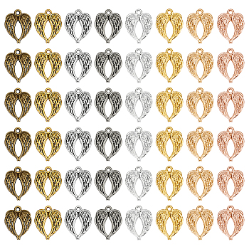 120Pcs 8 Styles Zinc Alloy Pendants,  Wings, Mixed Color, 21.5x16.5~17x2mm, Hole: 1.6~1.8mm, 15pcs/style