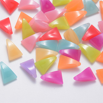 Imitation Jelly Acrylic Pendants, Triangle, Mixed Color, 19x13x7mm, Hole: 2mm, about 680pcs/500g
