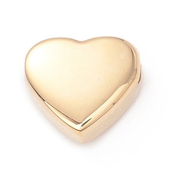 Vacuum Plating 304 Stainless Steel  Beads, Heart, 18K Gold Plated, 11x12x5mm, Hole: 2mm