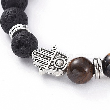 bracelets de perles tressées main hamsa réglable / main de miriam(BJEW-SZ0001-73)-2