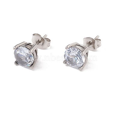 6 Pairs Cubic Zirconia Flat Round Stud Earrings(EJEW-G291-04D-M)-3