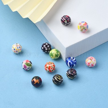 Perles acryliques imprimés opaques(MACR-S271-12mm-M)-6
