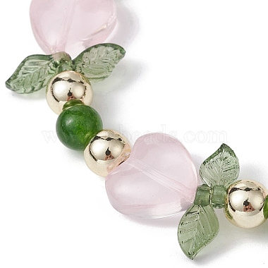 Heart Flower Dyed Natural TaiWan Jade & Acrylic Stretch Bracelet(BJEW-JB09908-02)-2