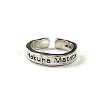 Motivational Slogan Alloy Cuff Rings, Word Hakuna Matata Ring, Antique Silver, Inner Diameter: Adjustable(FS-WGE3CFE-04)
