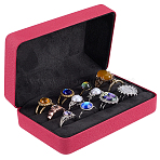 Rectangle PU Leather Ring Organizer Boxes, Dark Red, 12.7x8x4.8cm(CON-WH0089-240B)