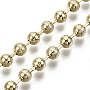 Brass Ball Chains, Long-Lasting Plated, Textured, Soldered, Light Gold, Round: 4mm(CHC-N018-077)