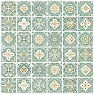 Waterproof PVC Tile Stickers, for Kitchen Bathroom Waterprrof Wall Tiles, Square with Flower Pattern, Yellow Green, 100x100mm, 12 style, 3pcs/style, 36pcs/set(DIY-WH0454-007)