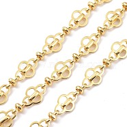 Brass Satellite Chains, with Spool, Soldered, Flower, Real 18K Gold Plated, 14x9x4mm and 9x5x1mm(CHC-D028-18G)
