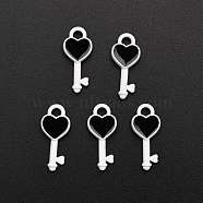 Spray Painted Alloy Enamel Pendants, Heart Key, Black, 16x7x2.2mm, Hole: 1.8mm(ENAM-R136-36A)