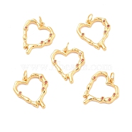 Eco-Friendly Brass Micro Pave Cubic Zirconia Pendants, Long-Lasting Plated, Lead Free & Cadmium Free & Nickel Free, Real 18K Gold Plated, Heart, Real 18K Gold Plated, 19x17x2.5mm, Hole: 3mm(KK-K268-18G)