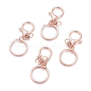 Iron Alloy Lobster Claw Clasp Keychain, Rose Gold, 68x30mm(X-KEYC-D016-RG)