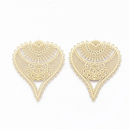 304 Stainless Steel Filigree Joiners, Leaf, Golden, 42x35x0.5mm, Hole: 1mm(STAS-S079-107)