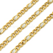 Ion Plating(IP) 304 Stainless Steel Enamel Chains, Soldered, with Spool, WhiteSmoke, 11x3x1.5mm(CHS-Q005-06G-02)