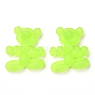 Resin Cabochons, Little Cute Animals Cabochons, Balloon Bear, Green Yellow, 31x26.5x9.5mm(CRES-B003-03F)