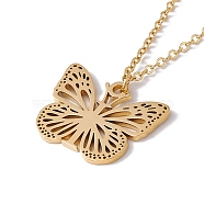Initial Letter with Butterfly Pendant Necklace, Golden 304 Stainless Steel Jewelry for Women, Letter.I, Pendant: 18x23.5x1mm, 15.55 inch(39.5cm)(NJEW-C026-01G-I)
