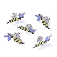 Alloy Brooches, with Enamel, Iron Pins and Brass Butterfly Clutches, Bee, Platinum, Colorful, 31.9x15.7x12.9mm, Pin: 1.1mm(JEWB-I012-15)