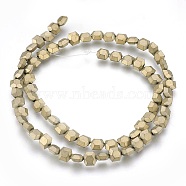 Electroplated Non-magnetic Synthetic Hematite Beads Strands, Frosted, Hexagon, Antique Bronze Plated, 6x6x3mm, Hole: 1mm, about 72pcs/strand, 15.94 inch(40.5cm)(G-P392-I02)