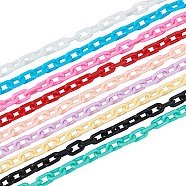 ABS Plastic Cable Chains, Oval, Mixed Color, 8mm, 10strands/box(KY-CJ0001-03)