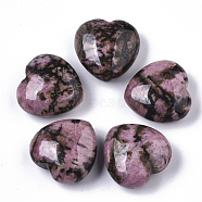 Natural Rhodonite Healing Stones, Heart Love Stones, Pocket Palm Stones for Reiki Balancing, 29~30x30~31x12~15mm(G-R418-27-1)