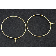 Brass Wine Glass Charm Rings Hoop Earrings, Golden, Nickel Free, 20 Gauge, 30x0.8mm, Hole: 29mm(X-EC067-3NFG)