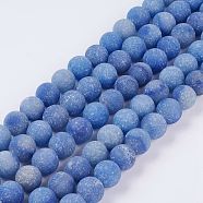 Natural Blue Aventurine Beads Strands, Frosted, Round, 10mm, Hole: 1mm, about 37pcs/strand, 14.9 inch(G-J376-31-10mm)